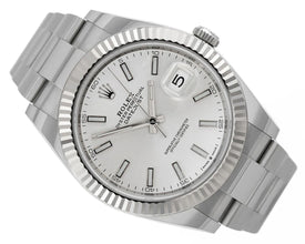 Rolex Silver White Gold Stainless Steel Datejust 126334 Automatic Men's Wristwatch 41MM