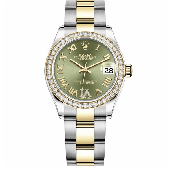 Rolex Datejust 31 Olive Green Roman VI Diamond, Steel & Yellow Gold, 278383RBR