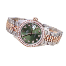 Rolex Datejust Green Lady-Datejust Oyster Oystersteel And Everose Gold And Crystal