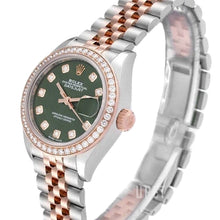 Rolex Datejust Green Lady-Datejust Oyster Oystersteel And Everose Gold And Crystal