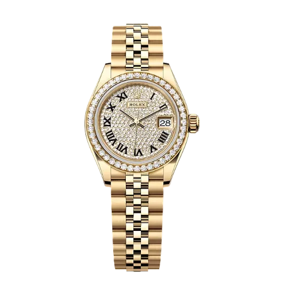 Rolex Lady-Datejust  Oyster, 28 mm, yellow gold and diamonds