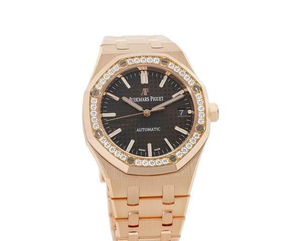 Audemars Piguet Royal oak Rose Gold Crystal Bezel Black Dial - BEAUTY BAR