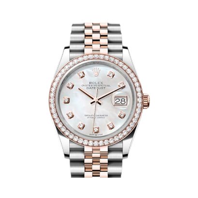 Rolex Datejust 36 Mm, Oystersteel, Everose Rose Gold And Diamonds - BEAUTY BAR