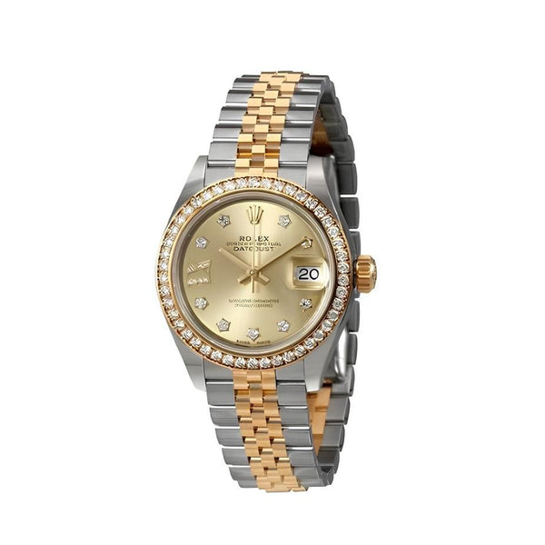 Rolex Lady Datejust Champagne Diamond Dial & Diamond Bezel Jubilee Bracelet - BEAUTY BAR