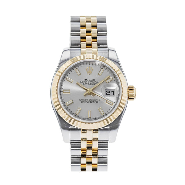 Rolex Silver Gold Stainless Steel Datejust 179173 Automatic Women's Wristwatch - BEAUTY BAR